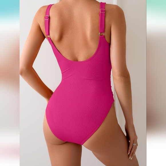 Aleumdr Women's V Neck One Piece Swimsuits Cheeky Tummy Control Front Twist - Picture 7 of 7